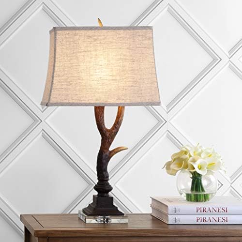 JONATHAN Y Antler 29.5" Rustic Resin Crystal Metal Table Lamp, Brown/Clear