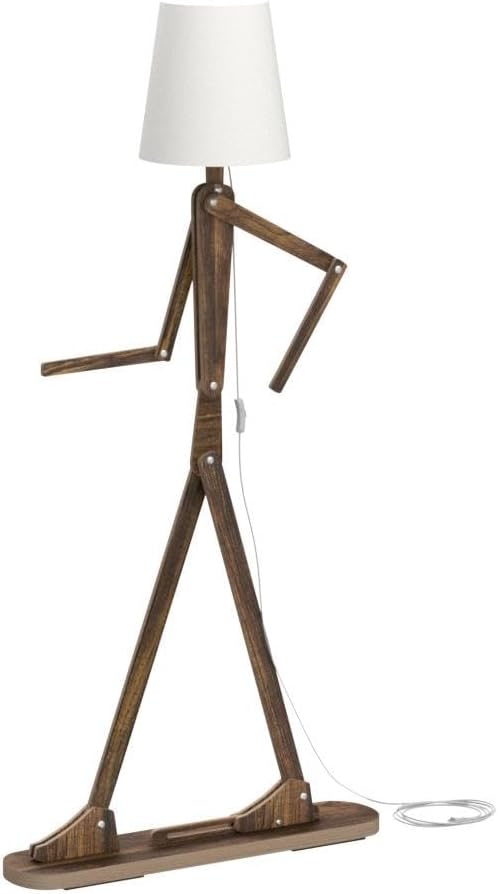 Unique Tall Reading Wood Floor Lamp, LED Bulb Included, Teak | Cool Decorative Corner, Rustic Swing Arm Standing Lighting for Kids Bedroom, Living Room, Dorm, Office, Farmhouse