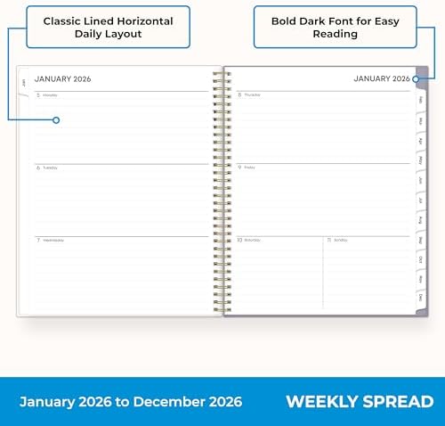 Blue Sky 2026 Weekly & Monthly Planner Calendar, 8.5"x11", Tula