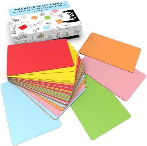 Attractivia Dry Erase Magnetic Labels 5.6 x 3.7 in, Solid Colors, Large Dry Erase Magnets, 36-Pack, Colored Erasable Write-On All-Purpose Labels, for Office, Education, Home, Whiteboard