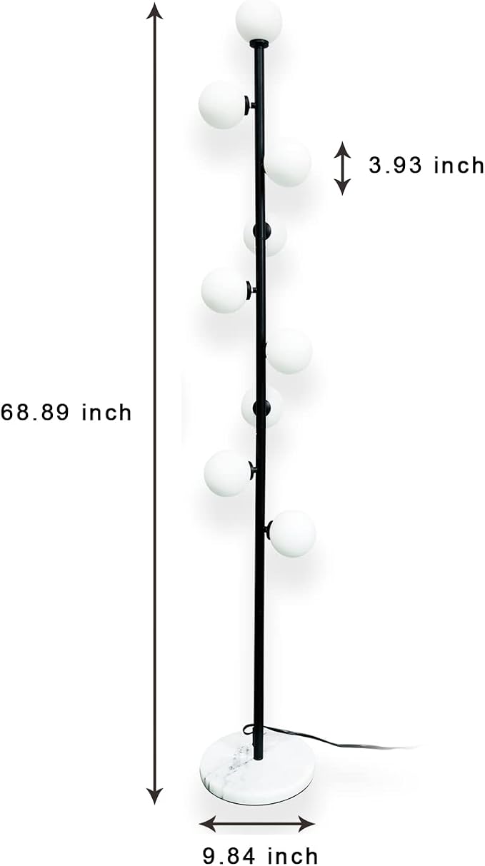 Hsyile Modern Creative Black Floor Lamp for Living Room,Bedroom,Office,Globe High Pole Standing Lamp, Tree Lamp,9 Bulbs Included