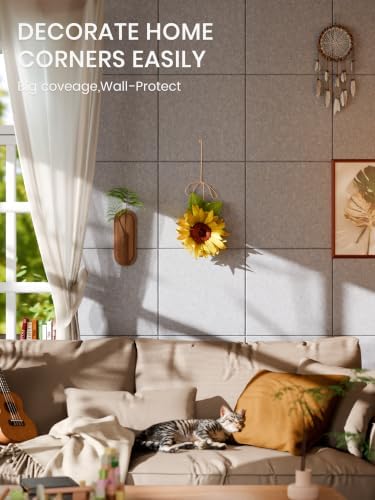 Bumusty 48"x 36" Large Felt Bulletin Board Tiles, Soft Gray