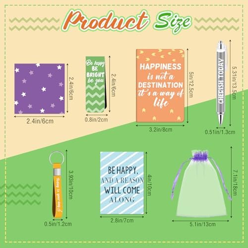 Pasimy 218 Pcs Inspirational Stationery Gifts Motivational Mini Notepad Pen Quote Bookmarks Stress Relief Stickers Inspiring Silicone Keychains for Home Office Appreciation Gift(Stylish)
