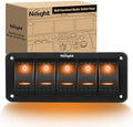 Nilight 5 Gang Rocker Switch Panel w/Orange LED Light 5Pin ON Off Pre-Wired