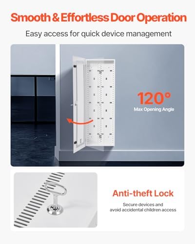 VEVOR Media Enclosure, 42-Inch, Structured Media Center with Vented Hinged Door, Cable Management Box, Structured Wiring Multi-Media Cabinet, Recessed Electrical Media Box, for Network Distribution