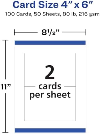 Avery Printable Postcards with Sure Feed Technology, 4" x 6", White, 100 Blank Postcards for Laser Printers (5389)