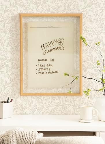 Kate and Laurel Framed Glass Dry Erase Art Vintage Notes Whiteboard for Wall by The Creative Bunch Studio, 18 x 24, Blake Natural Frame, Modern, Dry Erase Art for Wall Decor
