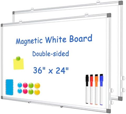 Double-Sided White Board Dry Erase Magnetic Whiteboard Wall 36x24, 2-Pack