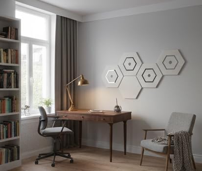 Decorative Wall Acoustic Panel. 12 x 10 x 0.4 inches with an artisan mirror design or floral design (Mirror-Design)
