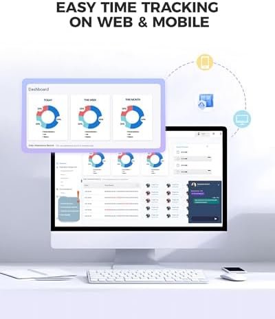 NGTeco Cloud Time Clock for Employees Small Business, Remote Control Fingerprint Time Clocks, Customization Rule Clock in Machine with Software ＆ iOS/Android App, 2.4G WiFi, No Monthly Fee
