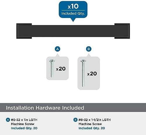 Amerock 10BX37031MB | Matte Black Cabinet Pull | 3-3/4 inch (96mm) Center-to-Center | 30 Pack | Bridgeport | Furniture Hardware