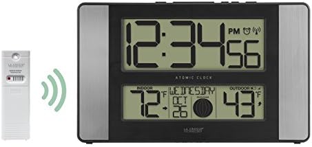 La Crosse Technology 513-1417AL-INT Atomic Clock w Outdoor Temp, Grey/Black