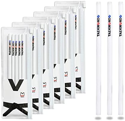 TAE-S Taekwondo Gift Pencils HB with Eraser & PVC Case, White (30 Count)