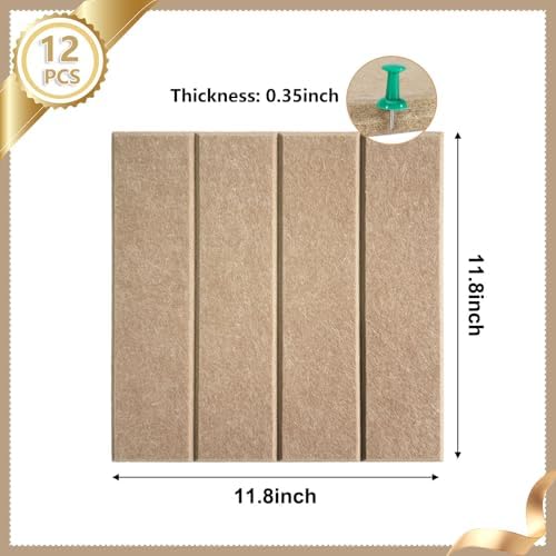12 Pack Felt Bulletin Board, 35" x 47" Large Oatmeal Pinboard Self-Adhesive