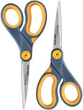 Westcott 8-Inch Non-Stick Titanium Scissors For Office and Home - Glide Adjust Technology - Grey/Yellow Craft, Fabric Scissors - 2 Pack