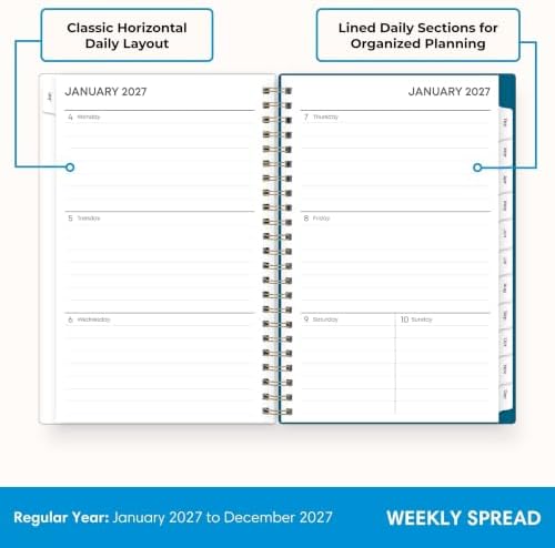 Blue Sky 2027 Weekly & Monthly Planner Calendar, 5"x8", Bakah Blue
