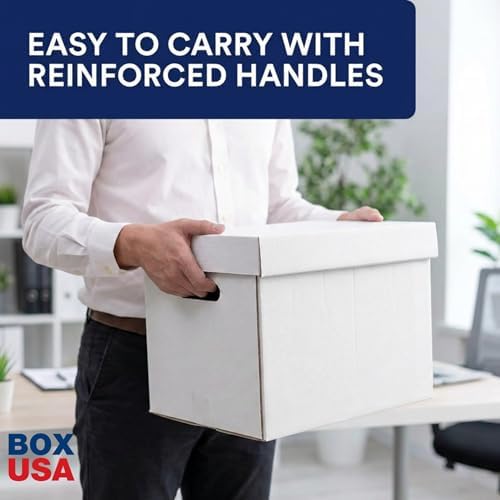 BOX USA File Boxes with Lids and Handles (36-Pack) - File Storage Boxes for Office Supplies, Book Storage, Moving, and Packaging, Fits Letter and Legal Paper, Removable Lid