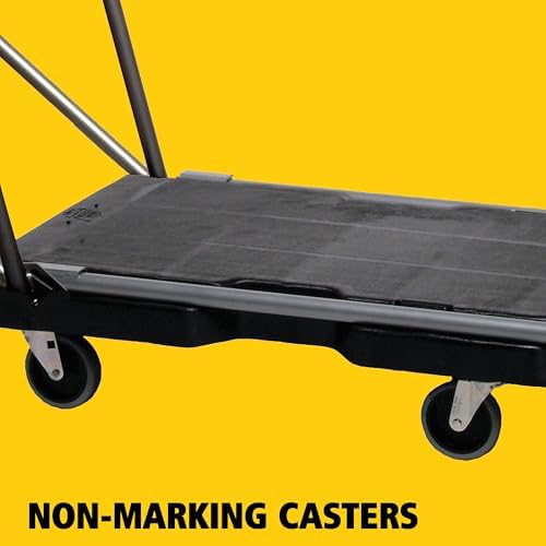 Rubbermaid Commercial Products Convertible Folding Utility Dolly/Cart/Platform Truck with wheels, 250 lbs Capacity, for Moving/Warehouse/Office