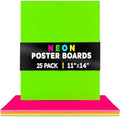 Hygloss Medium Poster Board 11x14 - 25 Assorted Neon Color Bulk Pack - 10 Pt. Thickness Colored Poster Board Paper for Projects, Signs, Displays - Posterboard Multipack 11" x 14"