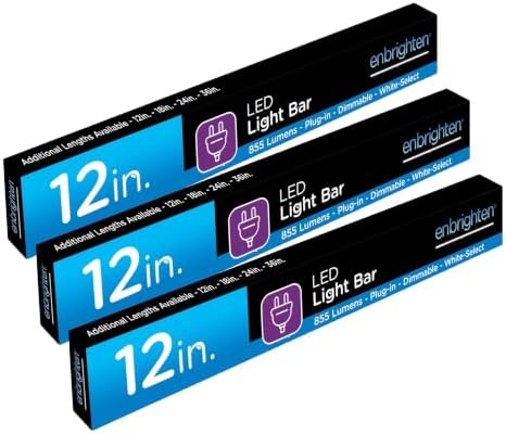 Enbrighten 12 Inch Plug in Under Cabinet Light with 5 Color Temperatures (Pack of 3)