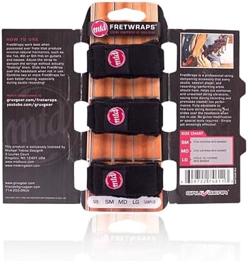 Gruv Gear Fret Wrap & Guitar Mute MTD Edition, Fretwrap for Acoustic, Electric & Bass | String Dampener Recording, Tapping & Practice Accessory (3 Pack, Large MTD Edition, Fits 6 String Bass, 8