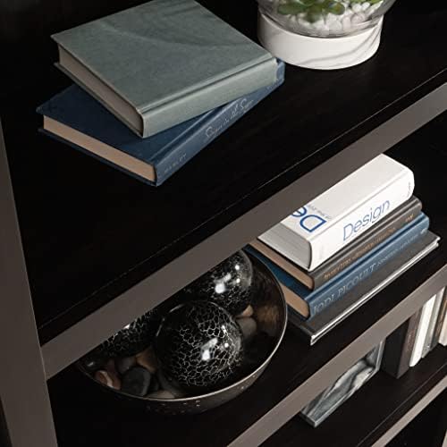 Sauder 5 Tier Book Shelf Wooden Bookcase Multipurpose Bookshelf for Home Office, Living Room, in Estate Black finish