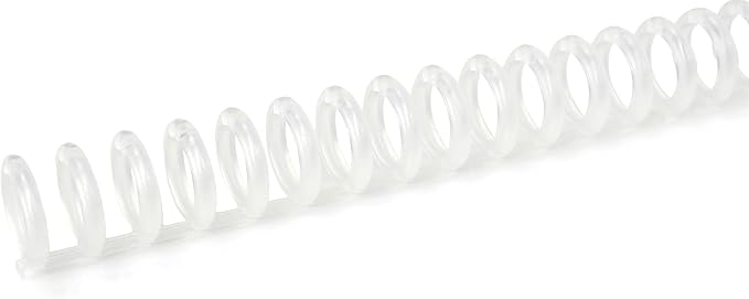 Rayson PROC1230CR Click Binding Spines, 3:1 Pitch, 1/2" Diameter, 90 Sheets Binding Capacity, Clear, 30/Box