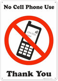Brimar No Cell Phone Use Thank You Sign, 10" X 14", Bold Text and Symbol