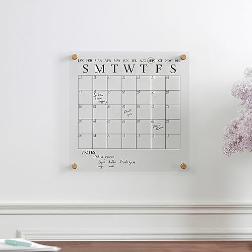 Martha Stewart Grayson 14" Acrylic Dry Erase Wall Calendar, Clear/Black