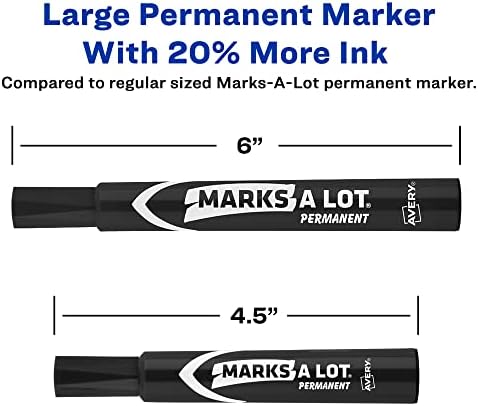Avery Marks A Lot Permanent Markers, Chisel Tip, 12 Blue Markers