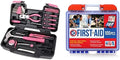 Apollo Tools Original 39 Piece General Household Tool Set in Toolbox Storage Case & Be Smart Get Prepared 100 Piece First Aid Kit: Clean, Treat, Protect Minor Cuts, Scrapes. Home, Office, Car, School