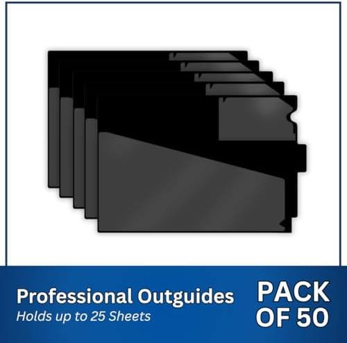 Doctor Stuff - Center Tab Vinyl Outguides, Diagonal Cut Front Pocket, Top Charge Out Slip Pocket, Plastic File Folder, Letter Size 9" x 13-1/4", Black, 50/Box