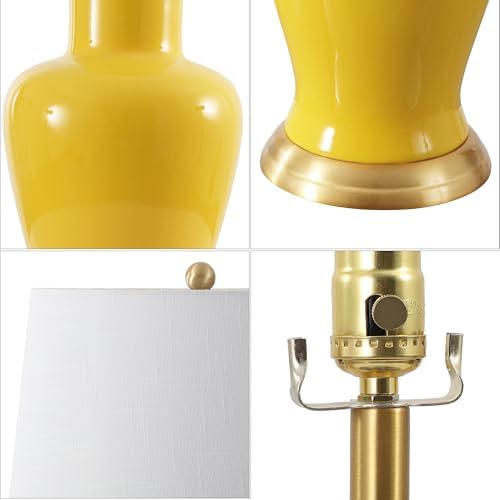 JONATHAN Y Julian Classic Ceramic Urn Metal LED Table Lamp 29", Yellow