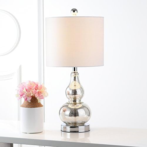 JONATHAN Y Anya Gourd Glass Table Lamp 20.5", Mercury Silver