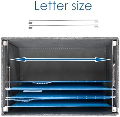 PRANDOM File Organizer Box - Set of 4 Collapsible Decorative Linen Filing Storage Hanging File Folders with Lids Office Cabinet Letter Size Purple (14x9.3x10.8 inch)