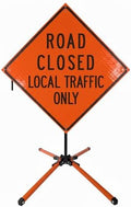 Traffic Roll-Up Sign Kit with Stand – Collapsible Safety Sign & Heavy-Duty Portable Stand, High Visibility, Easy Setup (Road Closed Local Traffic Only, Reflective)