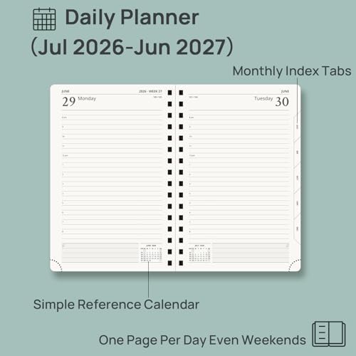 POPRUN 2026-2027 Daily Planner One Page Per Day, 5.75" x 8.5", Day Planner