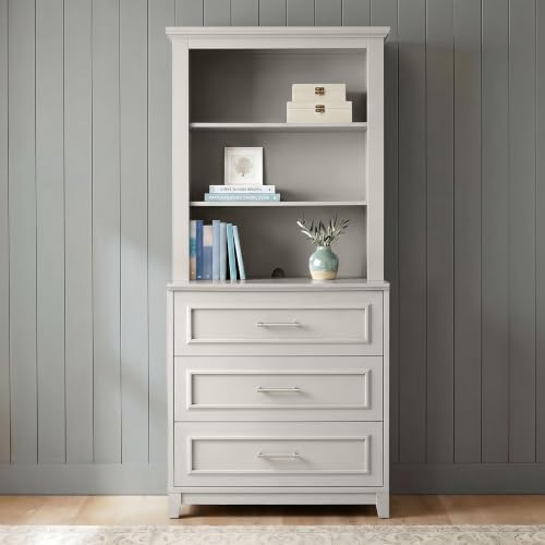 Martha Stewart Lily Pond Modular 3 Drawer Cabinet and Hutch, Sharkey Gray