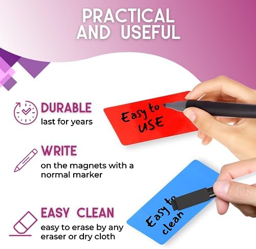 Availey 40 Pieces (4 x 1.8) - Full Colored Magnetic Dry Erase Labels - Reusable Strips for Classroom Home Office Garage Refrigerator Blank Writable Erasable Cards Name Tags Students Locker Shelf