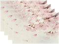 Batmerry Vintage Cherry Blossom Linen Placemats Set of 4, Delicate Watercolor Pink Flowers Washable Table Mats for Kitchen Table Thickened Heat Insulation Dining Set Indoor Outdoor 12X18 in