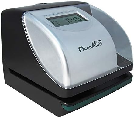 Acroprint Electronic Time Clock Machine – Time Stamp Machine for Employees, Ideal for Small Business, Accommodates Right or Left-Hand Time Cards, Selectable Hour Format