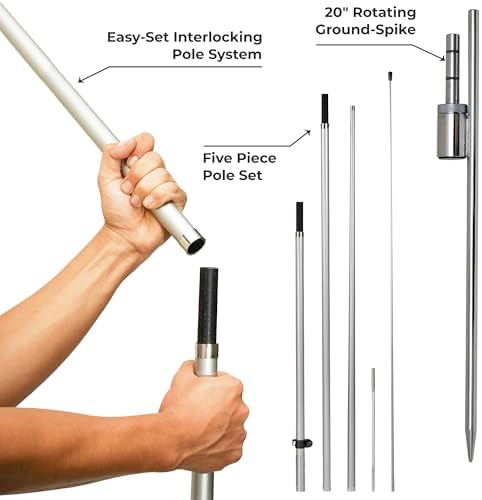 LookOurWay Feather Flag Pole Kit - 13 Feet Tall Swooper Kit with Rotating Ground Spike - Banner Flag Pole for 12ft Arc Shaped Outdoor Advertising Flags - 3 Pack