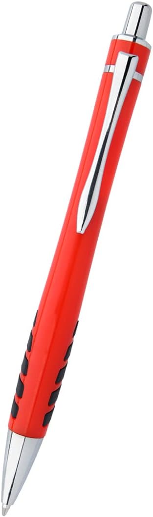 ExpressDesigns™ - Your Name or Imprint on our Custom Printed Addison Ballpoint Pen - Rubber Grip For Writing Comfort And Control, black ink, medium point - 12 Pack (Red)