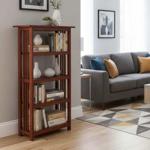 Alaterre Mission Bookcase with Adjustable Shelf, Cherry, 24”W x 48”H