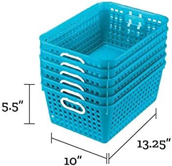 Really Good Stuff Large Plastic Book Baskets, 13.25" by 10" by 5.5"-12-Pack