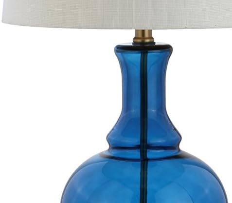 JONATHAN Y Lavelle 25" Glass Lamp, Cobalt Blue/Brass Gold, Set of 2