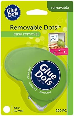 Glue Dots, Removable Dots Dot N' Go Dispenser, Double-Sided, 3/8", .38 Inch, 1200 Dots, DIY Craft Glue Tape, Sticky Adhesive Glue Points, Liquid Glue Alternative, Clear, 6 Pack