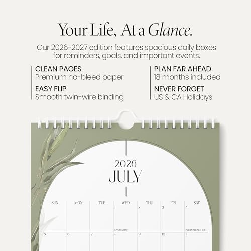 Karto Wall Calendar 2026-2027 8.5x11 in - Boho Greenery