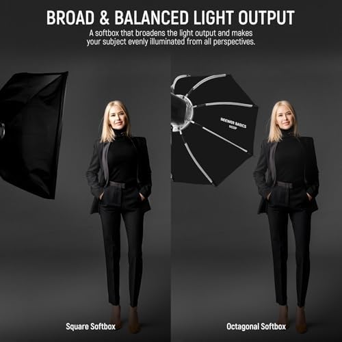 NEEWER Basics Octagonal Softbox Kit for Studio Photography Video Recording Streaming, 25.6"/65cm Quick Release Bowens Mount Softbox/Grid/Light Diffusers for Continuous Lighting & Strobe Flash, NS33P