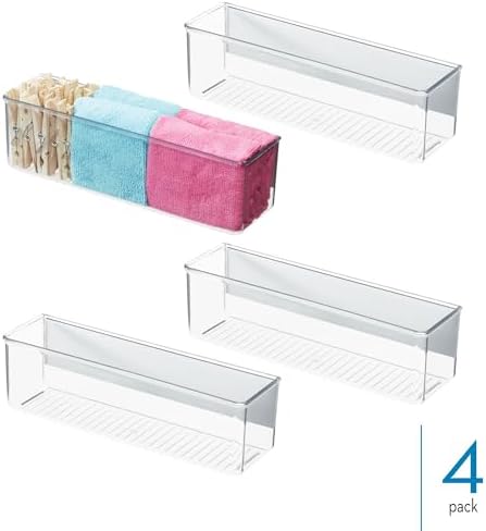 iDesign Magnetic Clear Plastic Organizer Bins, Medium, 4-Pack